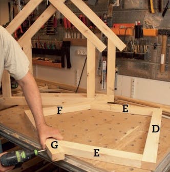 Hundehus isolert: Sett sammen rammene til gavlene Hundehus isolert: Sett sammen rammene til gavlene